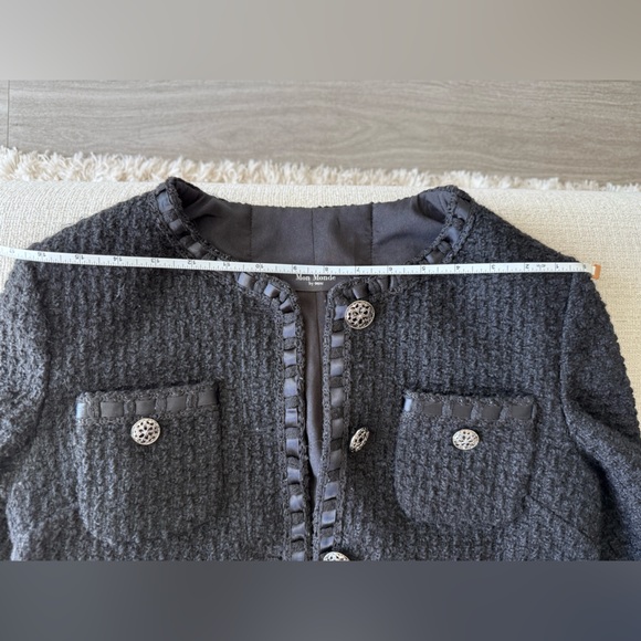 Elegant Black Tweed Jacket classic sophistication modern elegance size medium - Picture 14 of 16